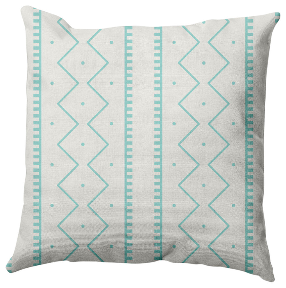 Mudcloth Decorative Throw Pillow, Light Blue, 18"x18"