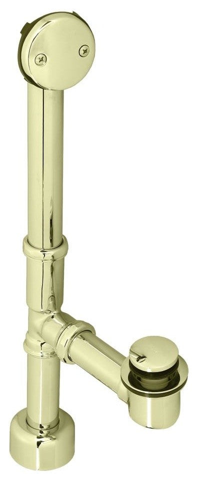All Exposed Tip Toe Bath Waste, 14" Make-Up, 17 Ga. Tubing, Polished Brass