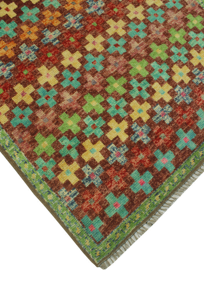 Balochi Brett Burgundy/Light Blue Rug, 3'3x4'10