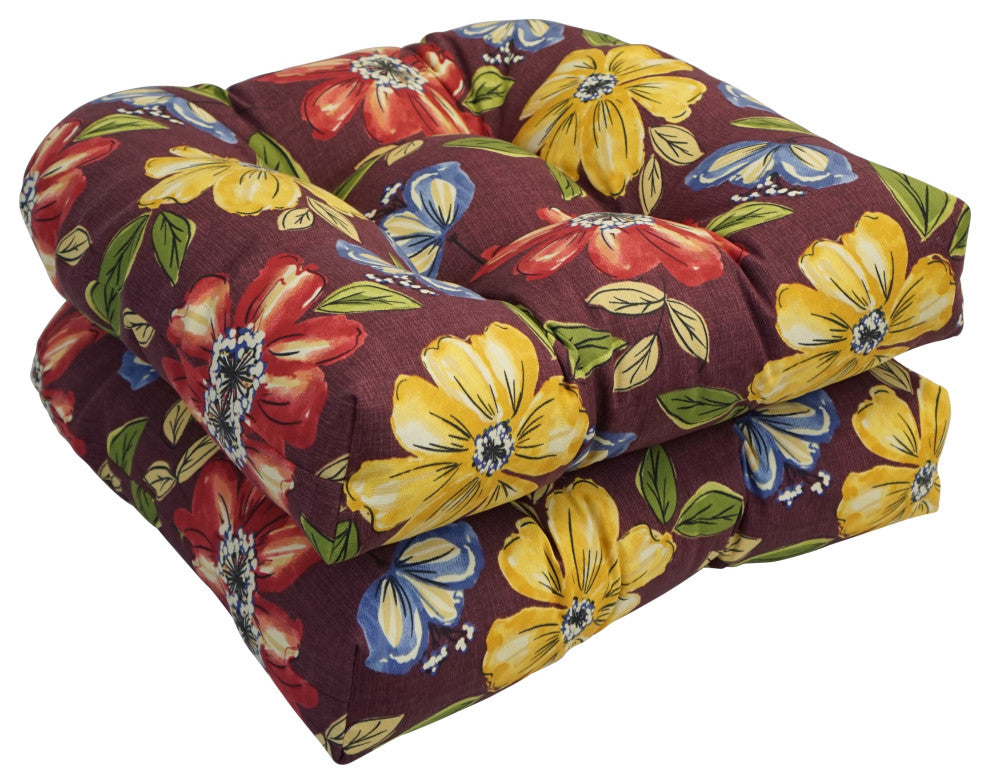 19" U-Shaped Dining Chair Cushions, Set of 2, Mcjanice Eggplant