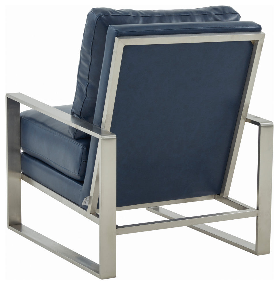LeisureMod Jefferson 3-Piece Set With Coffee Table and 2 Arm Chairs, Navy Blue
