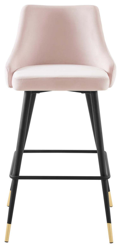 Bar Stool Chair Barstool, Set of 2, Velvet, Pink, Bar Pub Cafe Bistro Restaurant