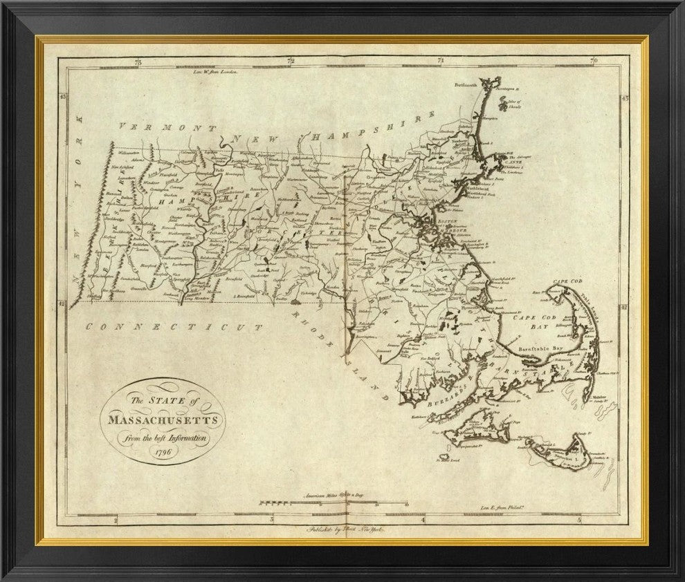 "State of Massachusetts, 1796" Framed Canvas Giclee by John Reid, 34x29"