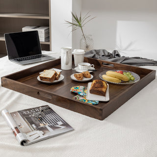 Square Black Walnut Solid Wood Tray Ottoman Tray, 30"