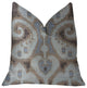 Paragon Brown, Blue and Beige Luxury Throw Pillow, 20"x36" King