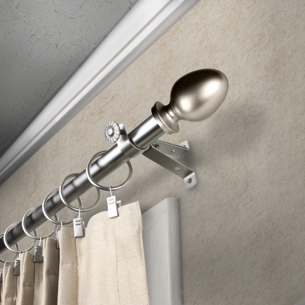 Faye 13/16" Curtain Rod, Satin Nickel, 18-28"