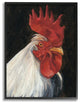 Rooster Portrait Painting on Black Oversized Framed Giclee Art, 16"x20"