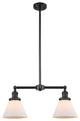 2-Light Large Cone 22" Chandelier, Matte Black, Glass: Matte White Cased