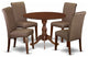 5 Pc Dining Set, 1 Drop Leaves Kitchen Table, 4 Brown Chair, Mahogany