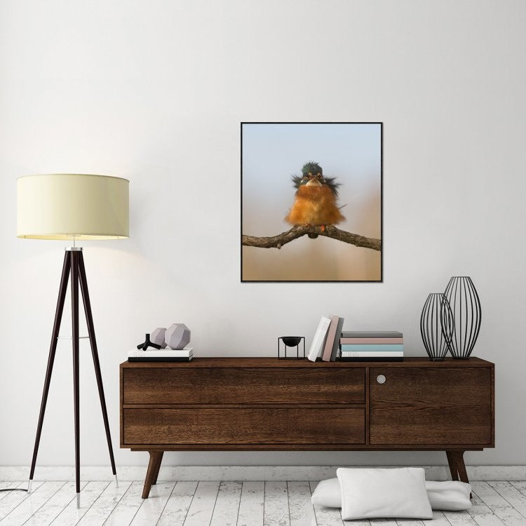 "Against Wind" Framed Canvas Giclee by Cheng Chang, 33x37"