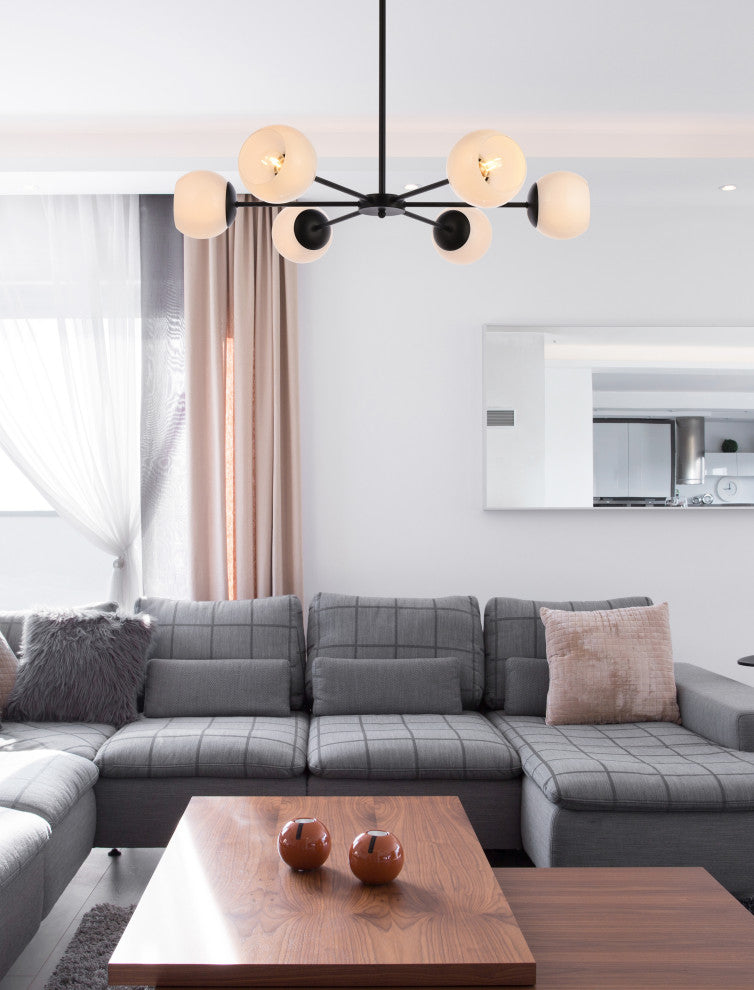 Brooke 36" Pendant, Black With White Shade
