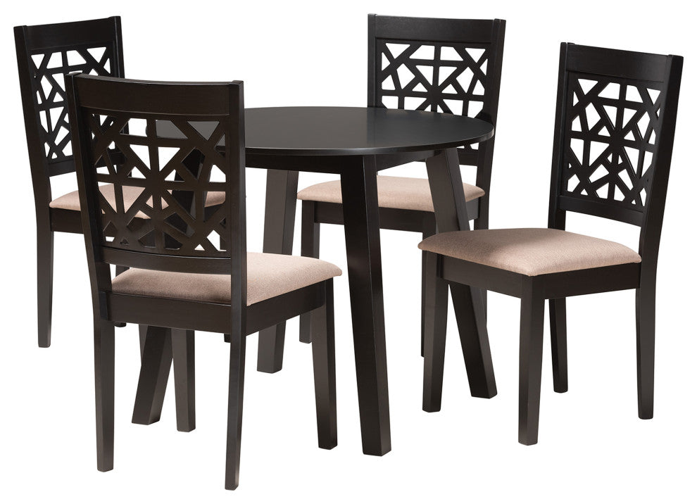 Merit 5-Piece Dining Set, Beige/Dark Brown