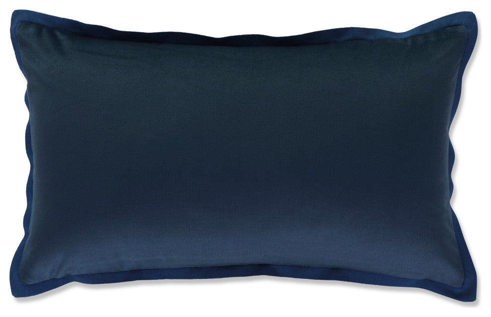 Velvet Flange Navy Blue Rectangular Throw Pillow