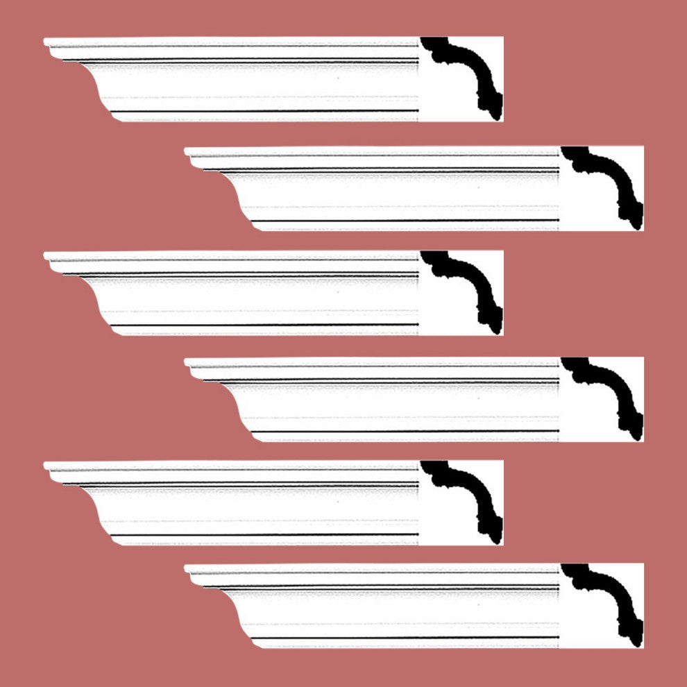 Cornice White Urethane Fredricksburg Simple Design 6 Pieces Totaling 576" Length