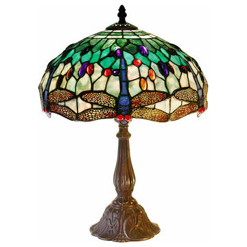 Tiffany Style White DragonflyTable Lamp