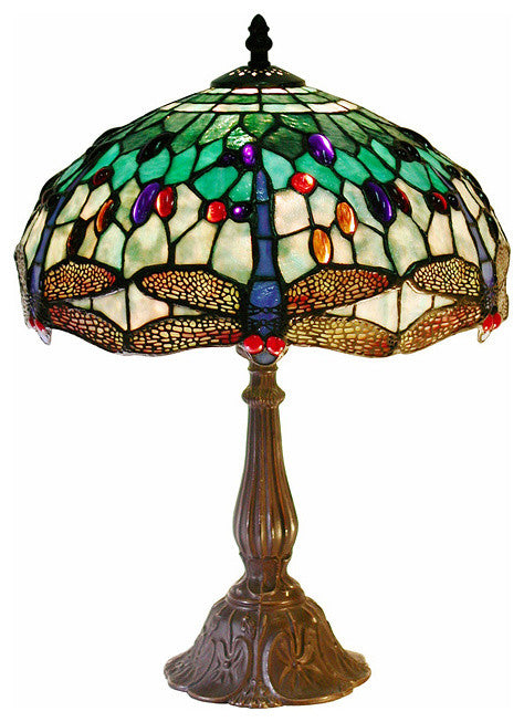 Tiffany Style White DragonflyTable Lamp