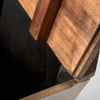 Esagono Octagonal Gold Metal-Clad Reclaimed Wood End/Side Table With Storage