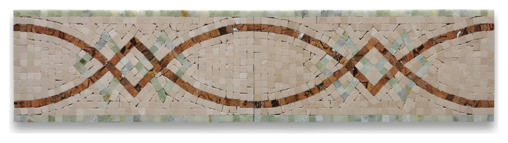 Lovelink Mint 6.3x13.4 Marble Mosaic Border Listello Tile Polished, 1 piece