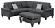 Benzara BM268876 3 Piece Sectional Sofa With Ottoman/Tufted Details, Dark Gray