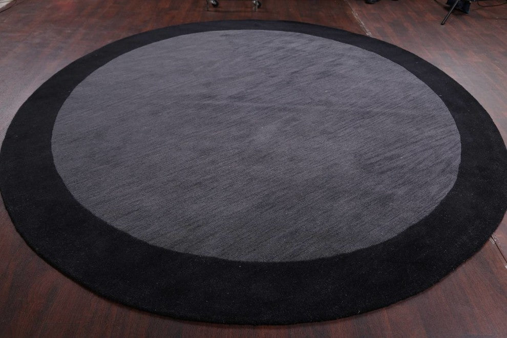 Oushak Oriental Area Rug Hand Tufted Solid, Charcoal, 8x10'