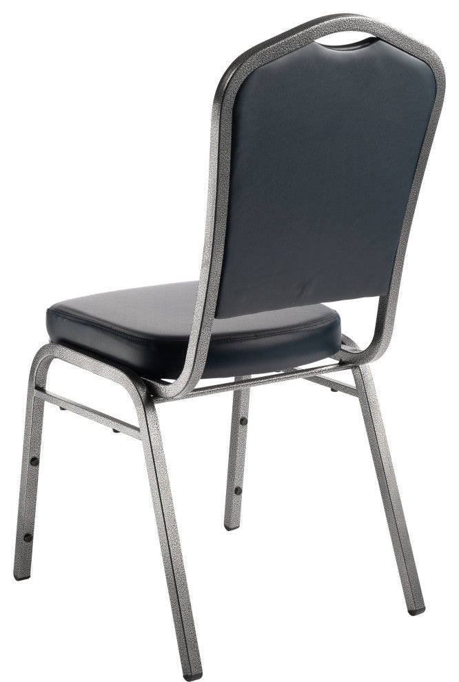 NPS 9300 Deluxe Vinyl Stack Chair, Midnight Blue Seat/Silvervein Frame