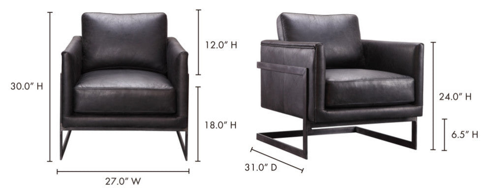 Luxley Club Chair Onyx Black Leather
