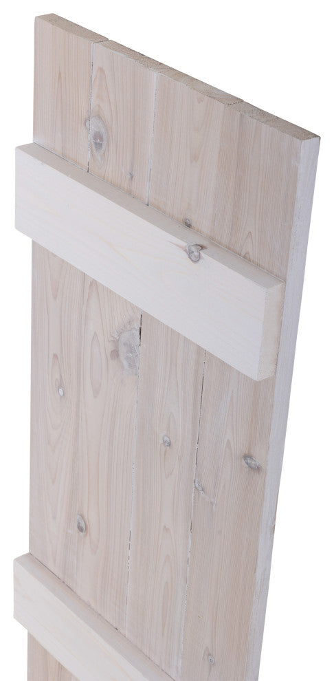 Traditional Board and Batten Exterior Shutters Pair, White Wash, 60