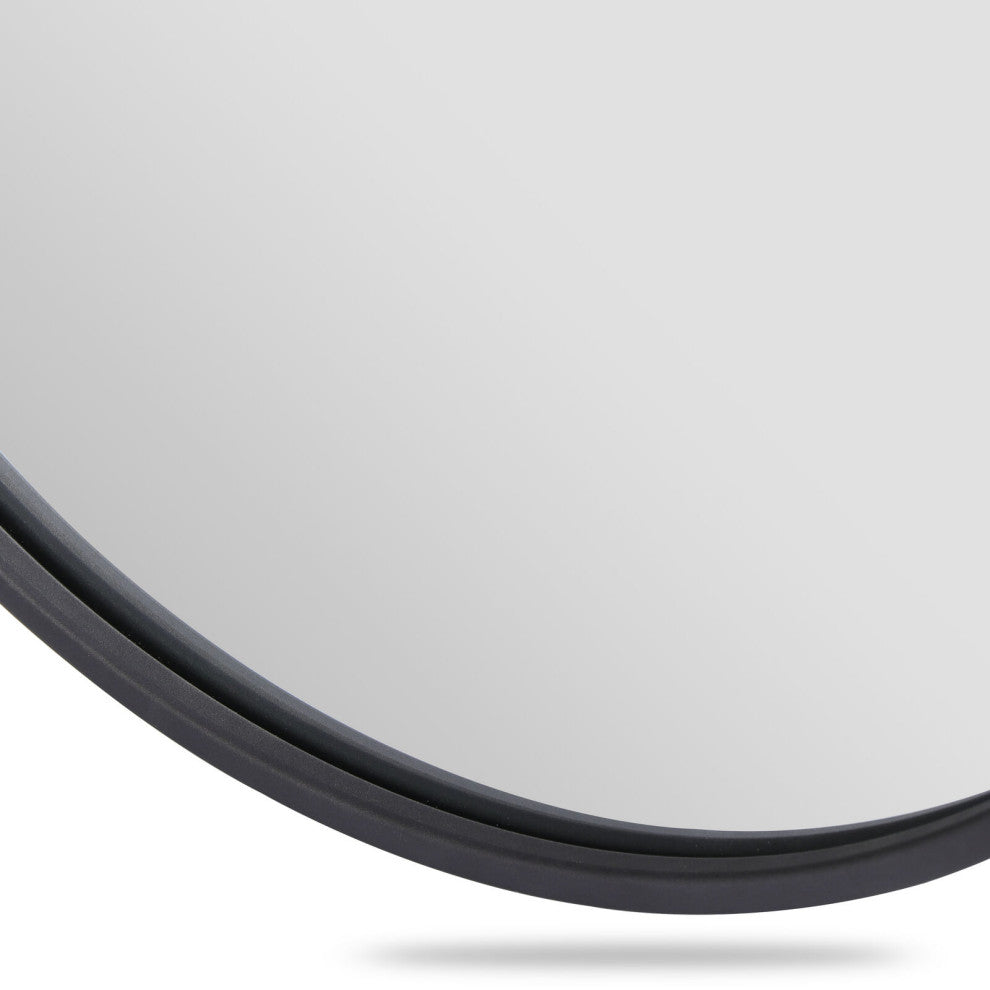 Vera 28 in. x 28 in. Modern Round Framed Matte Black Wall Mount Mirror