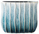 Tall Oval Ceramic Vase with Asymetric Pattern Design Gloss Blue Finish