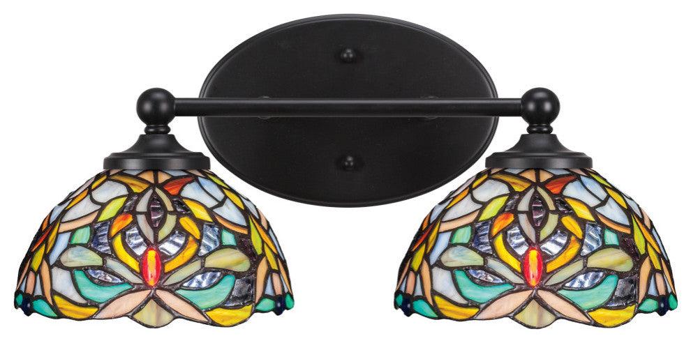 Capri 2-Light Bath Bar, Matte Black/Kaleidoscope Art