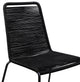Shasta Outdoor Metal and Black Rope Stackable Dining Chair - Set of 2, Black Rope