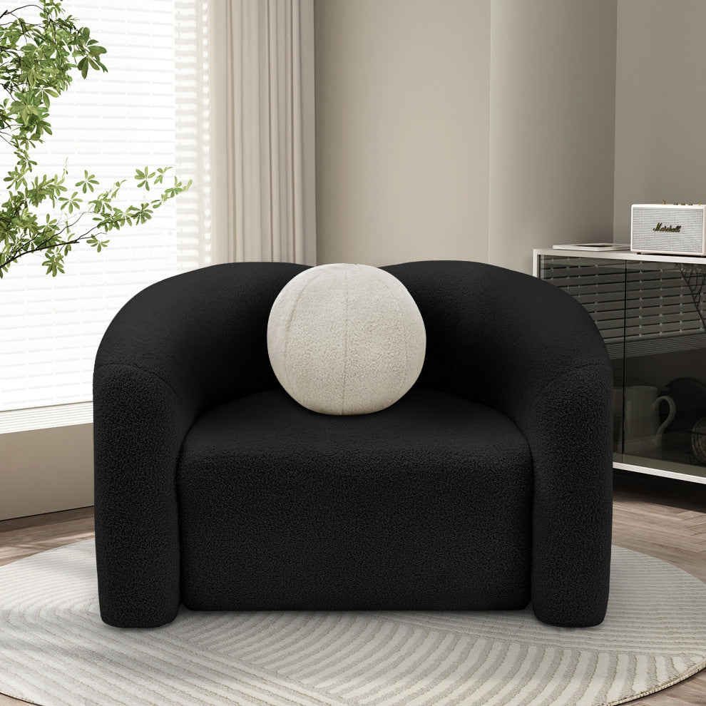 Kali Faux Shearling Teddy Fabric Upholseterd  Chair, Black