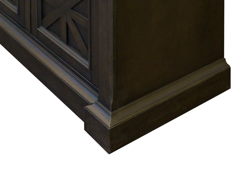 Traditional 70" TV Console Wood Accent Cabinet Fully Assembled Dark Brown