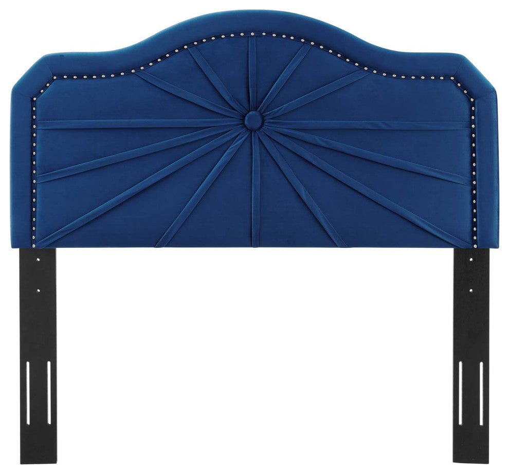 Headboard, Full Queen Size, Velvet, Blue Navy, Modern Contemporary, Bedroom