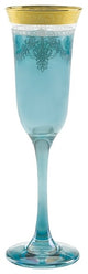 Blue Flutes Set of 6 with Gold Band