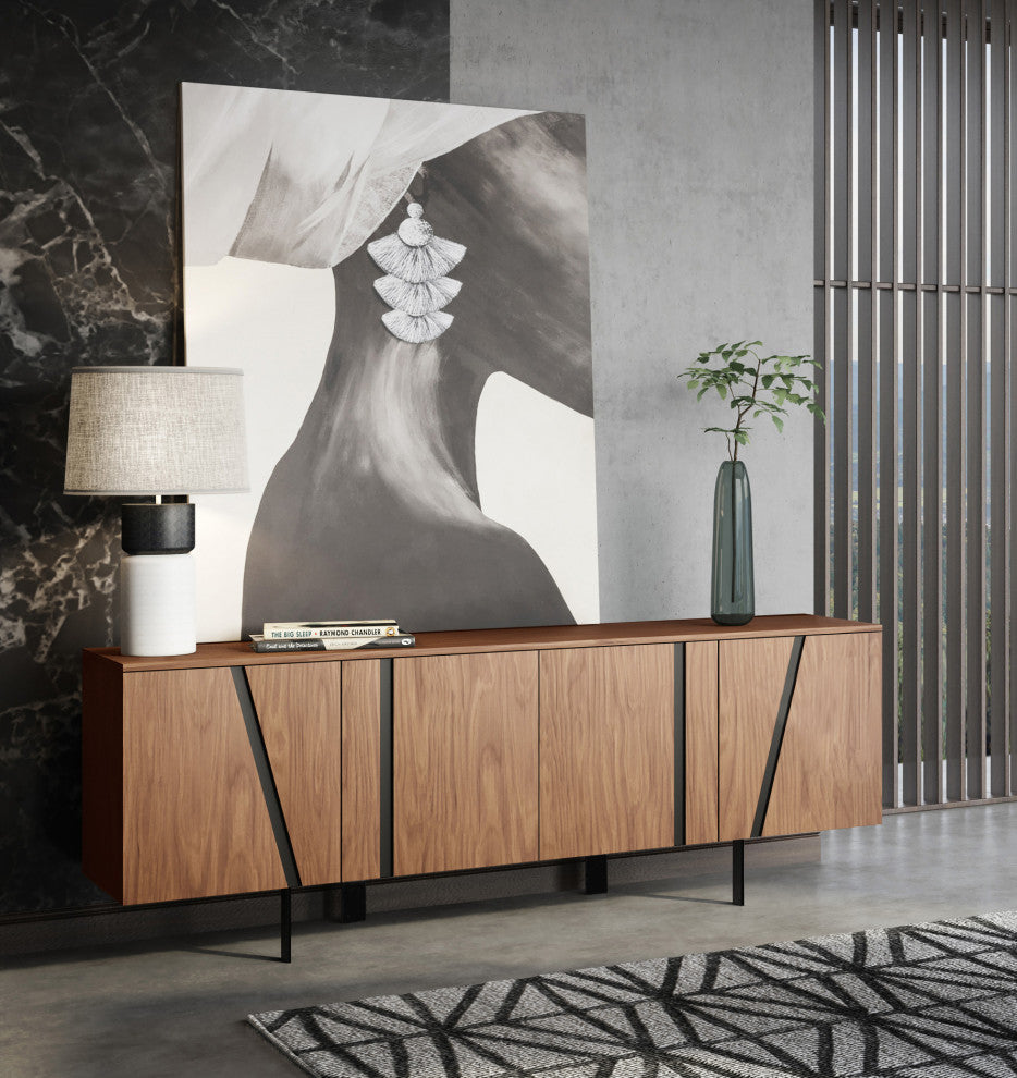Modrest Mario Modern Walnut Veneer Buffet