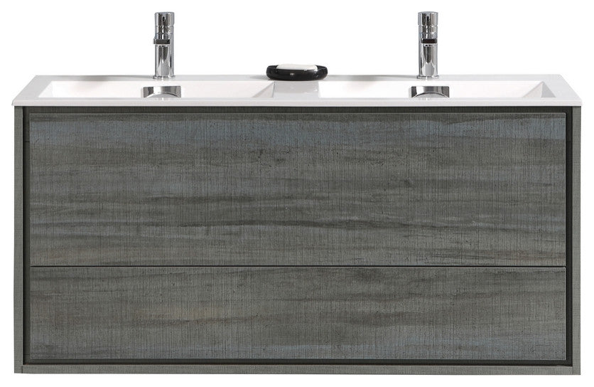 DeLusso 48" Double Sink Wall Mount Bathroom Vanity, Ocean Gray, Ocean Gray