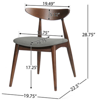 GDF Studio Issaic Mid-Century Design Wood Dining Chairs, Set of 2, Light Gray/Walnut