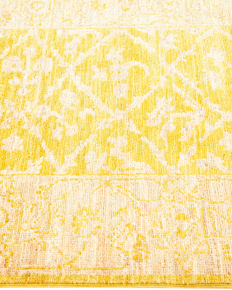 Eclectic, One-of-a-Kind Hand-Knotted Area Rug Yellow, 2'9"x11'8"