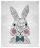 60 x 80 in Bow-tie Easter Bunny Throw Blanket, Ocean Abyss Green