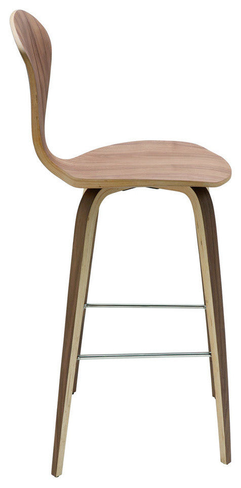 Satine Counter Stool, Mid Century Molded Plywood Counter Stool, American Walnut