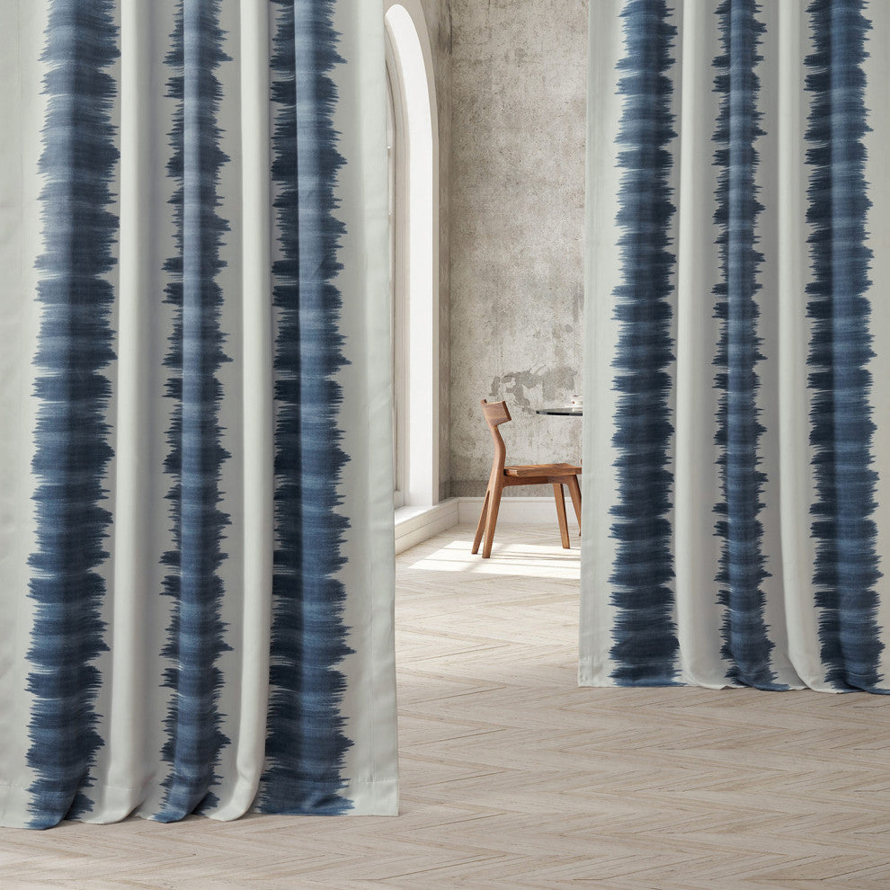 Flambe Blue Blackout Room Darkening Curtain, Set of 2, 50"x120"