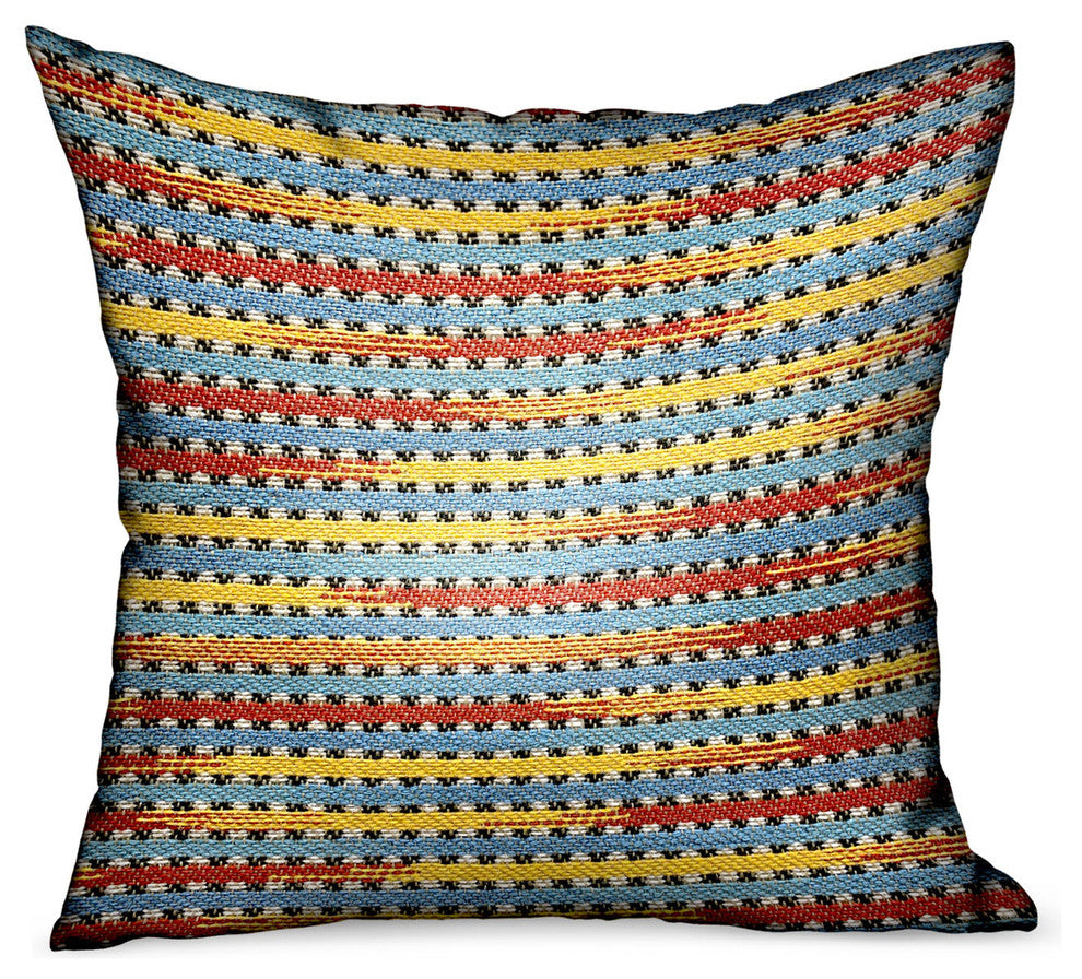 Plutus Vivid Stripe Red, Blue, Yellow Stripes Outdoor/Indoor Pillow, 12"x20"