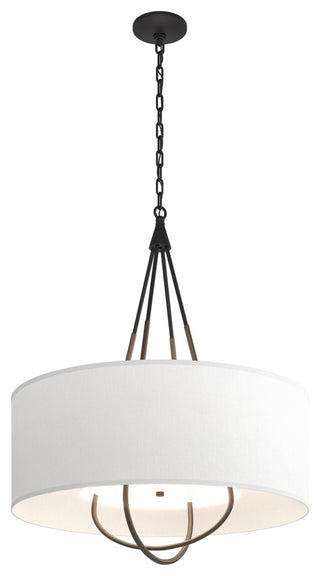 Loop Pendant, Black Finish, Bronze Accents, Natural Anna Shade