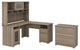 Bush Furniture Cabot L Shaped Desk with Hutch & File Cabinet in Ash Gray