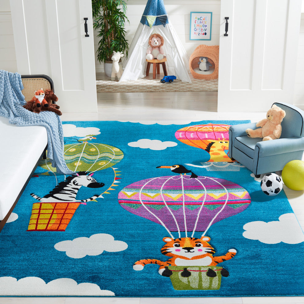Safavieh Carousel Kids Collection CRK118M Rug, Blue/Green, 9' X 12'