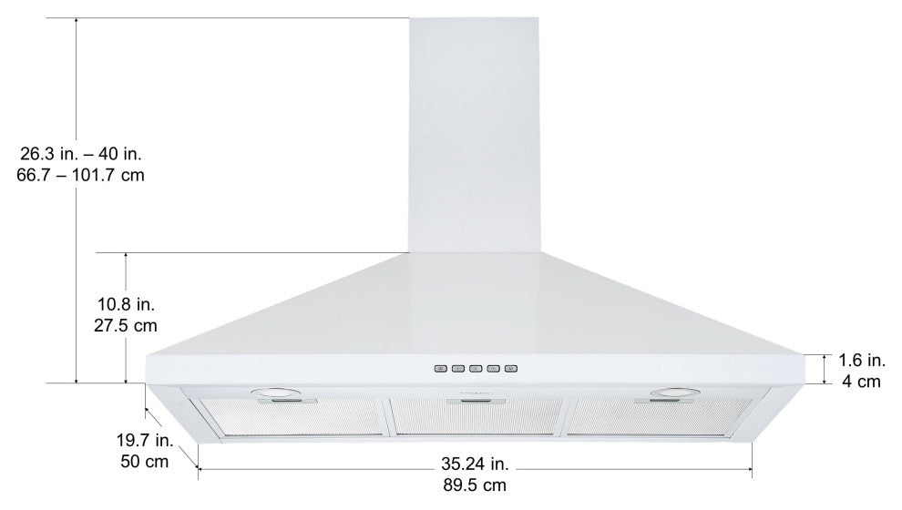 36" Convertible Wall Mount Pyramid Range Hood