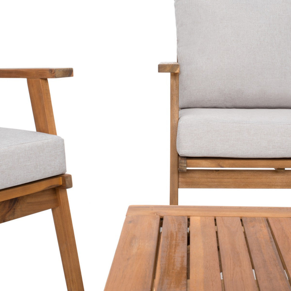 Safavieh Castalia 4Pc Outdoor Living Set, Natural / Light Grey