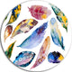 Hand-Drawn Feather Set, Watercolor Round Wall Art, 23"