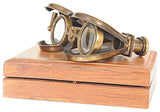 Brass Folding Pocket Binocular In Wood Storage Box